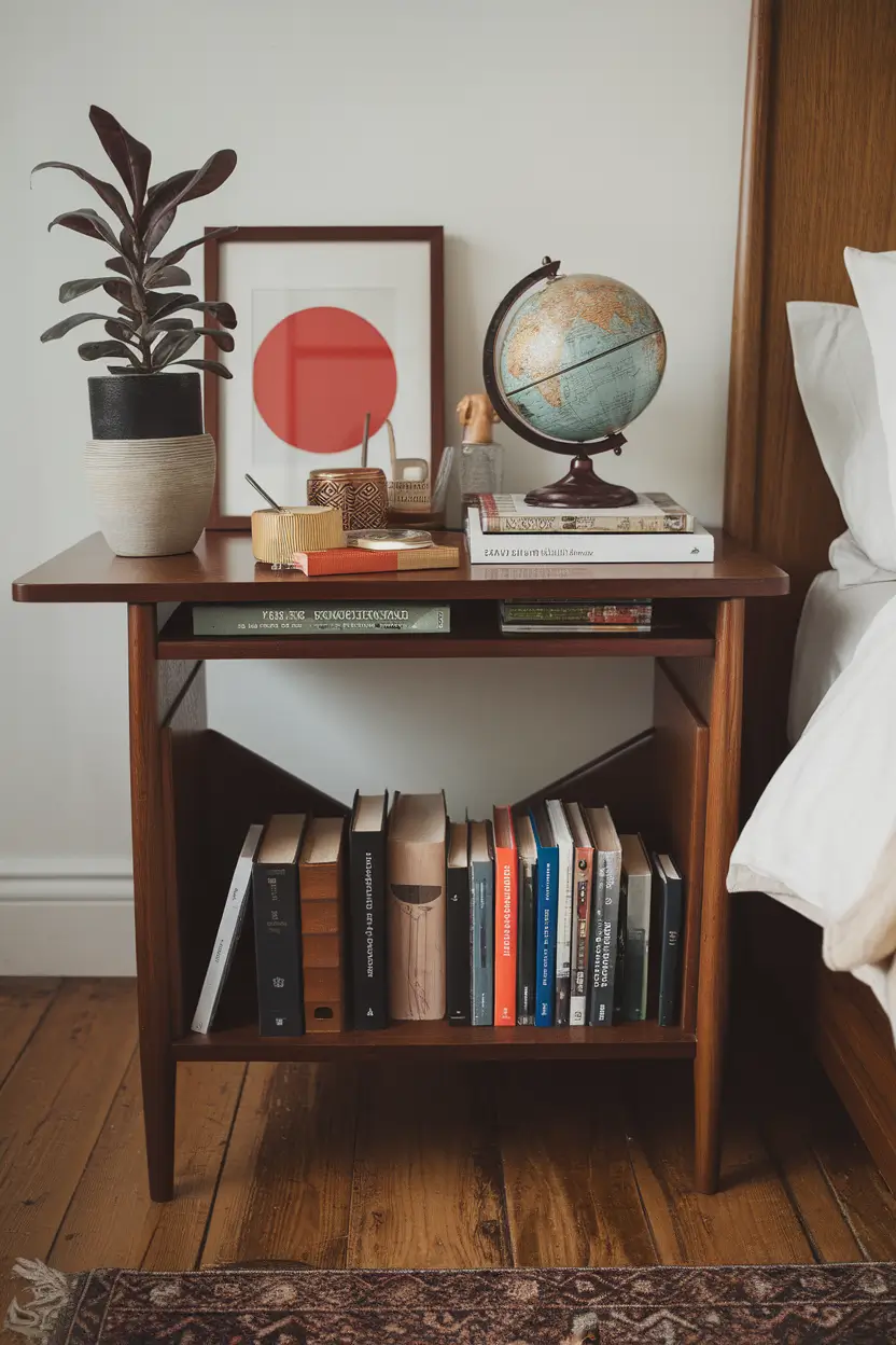 bookshelf styling bedroom