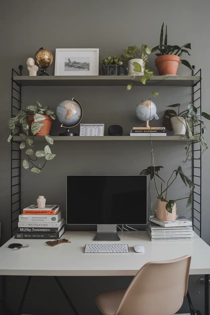 bookshelf styling bedroom