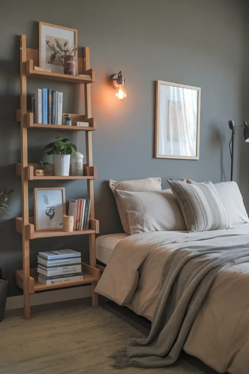 bookshelf styling bedroom