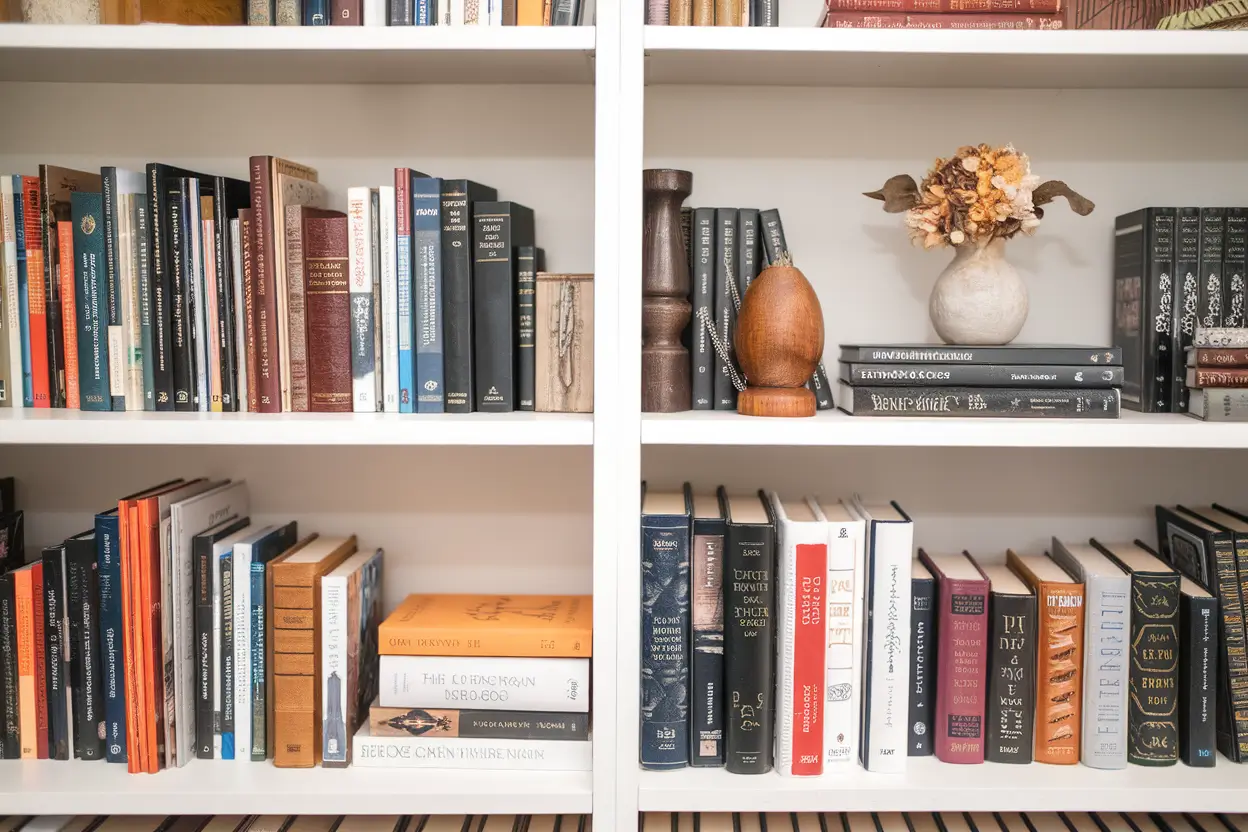 bookshelf styling with books