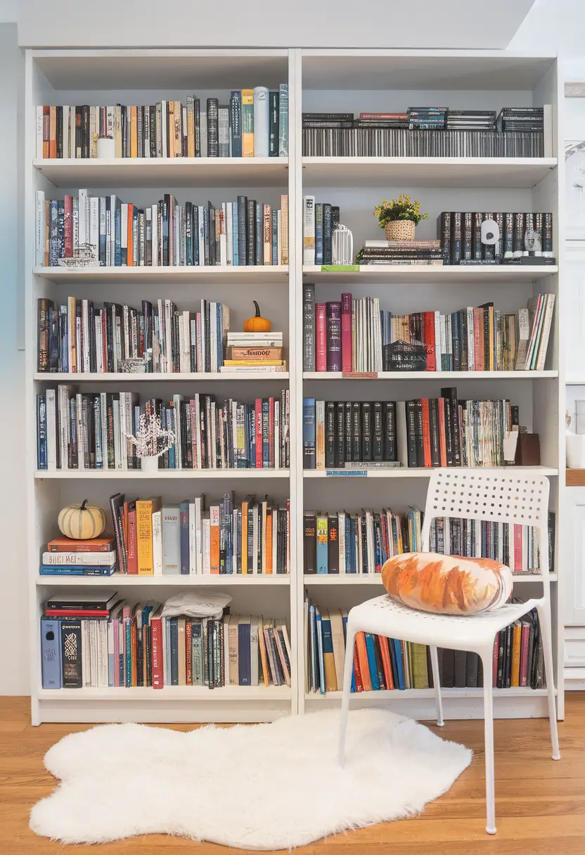 bookshelf styling with books